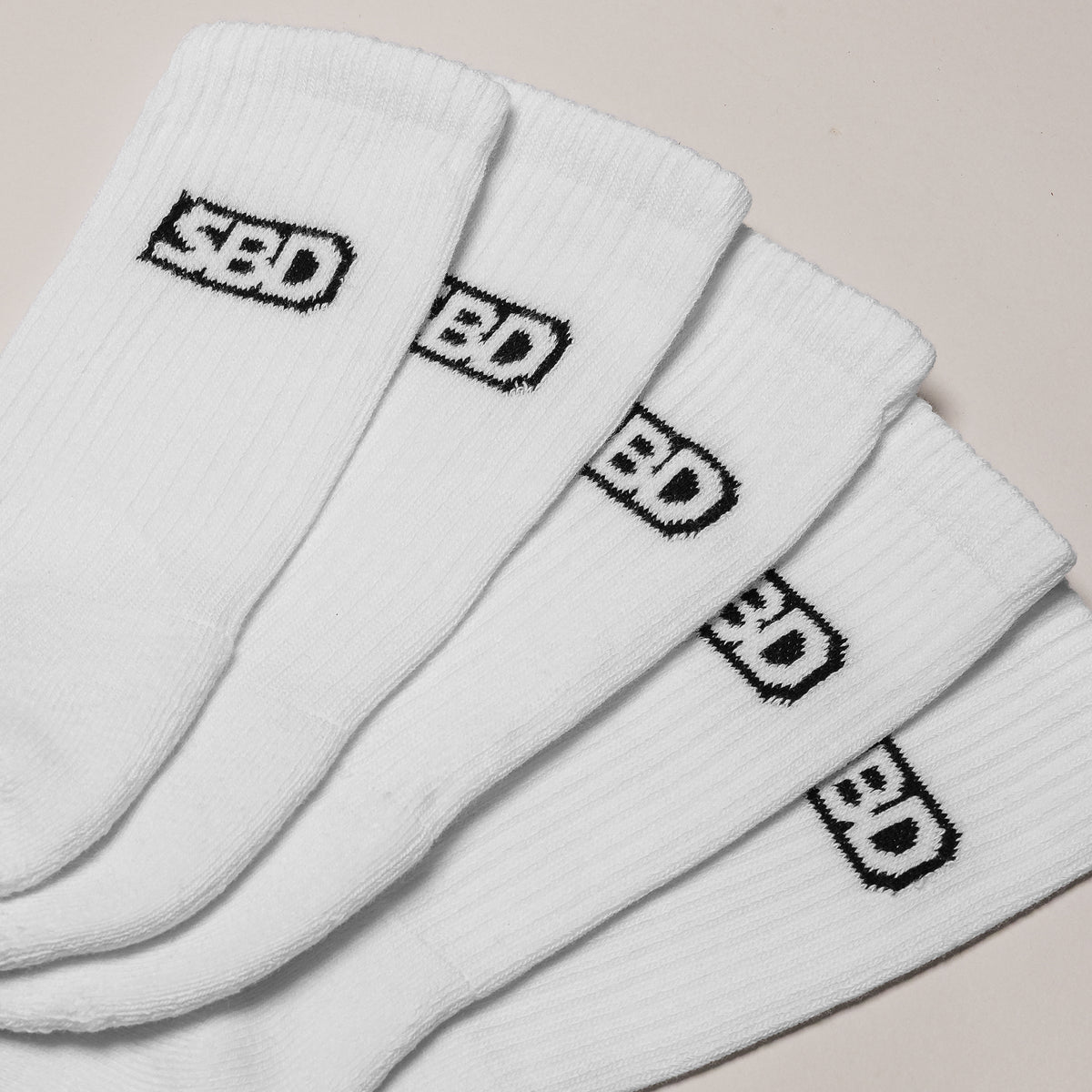 SBD White Crew Socks 5 Pack (Classic Range)